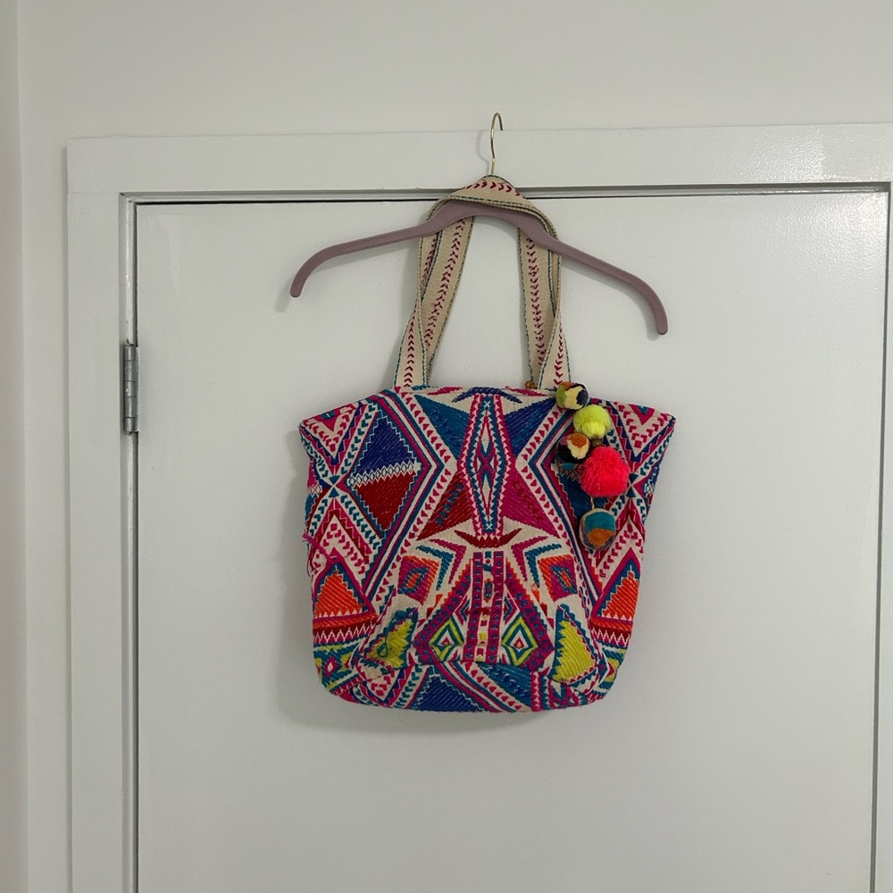 ASOS Red and Blue Geometric Tote Bag